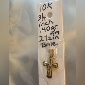 10kGold Cross Pendant stamped and tested with cz